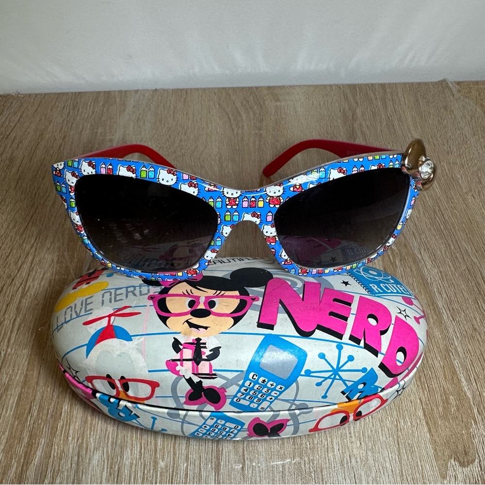 Hello Kitty Sanrio Sunglasses with Nerd-Themed Case